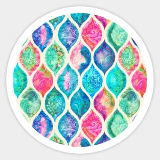 Watercolor Ogee Patchwork Pattern Sticker
